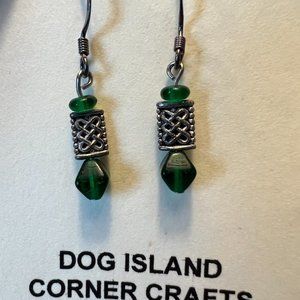 Handmade Green Glass Earrings